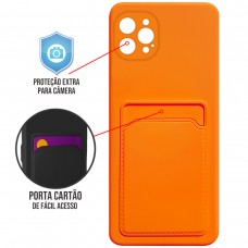 Capa para iPhone 12 Pro - Emborrachada Case Card Laranja